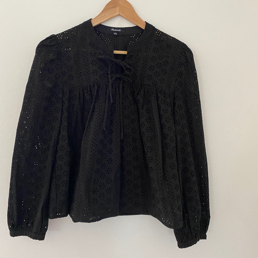 Madewell Eyelet Puff Sleeve Blouse - size S